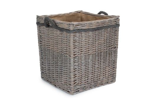 Grey Wash Willow Square Storage Basket Size 2 - Medium