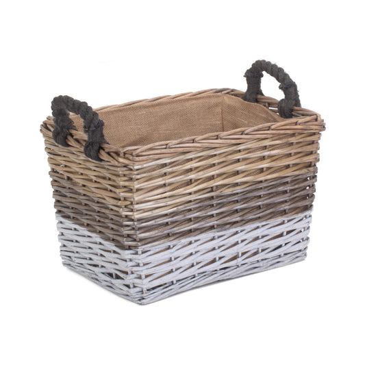 Large Rectangular Triple Tone Chunky Storage Basket With Lining