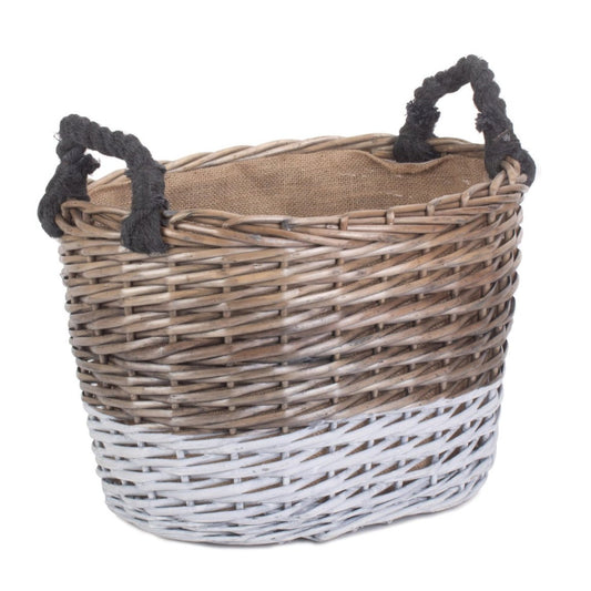 Large Oval Triple Tone Chunky Storage Basket With Lining
