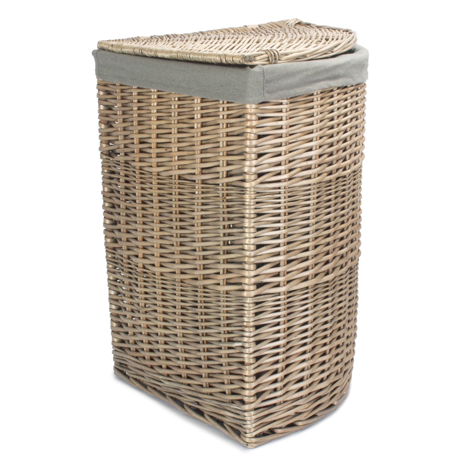Antique Wash Willow Large Corner Linen Basket with Grey Sage Lining