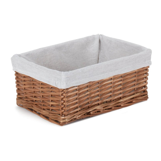 Medium Double Steamed Wicker Storage Basket with White Lining