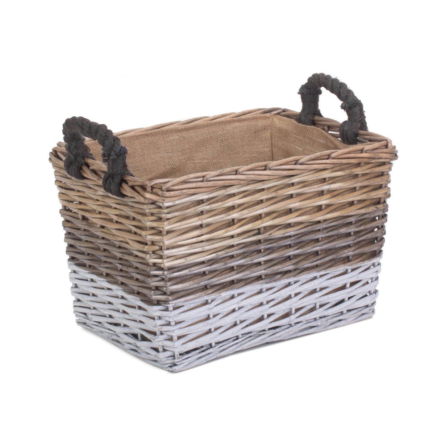 Large Rectangular Triple Tone Chunky Storage Basket With Lining