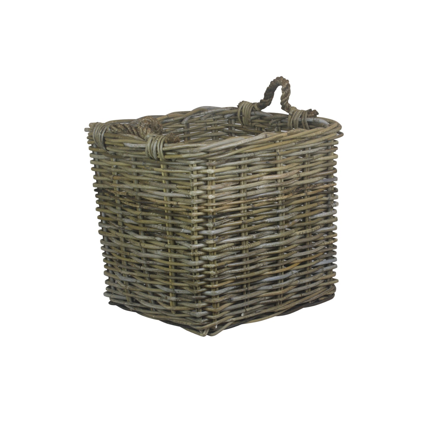 Medium Square Grey Rattan Log Basket