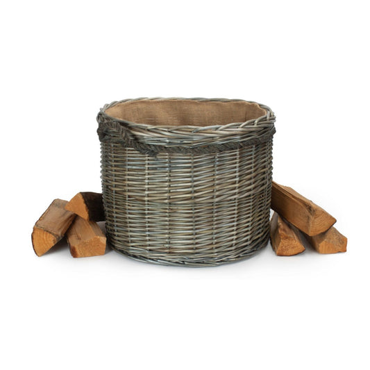 Antique Wash Willow Round Storage Basket Size 2 - Medium