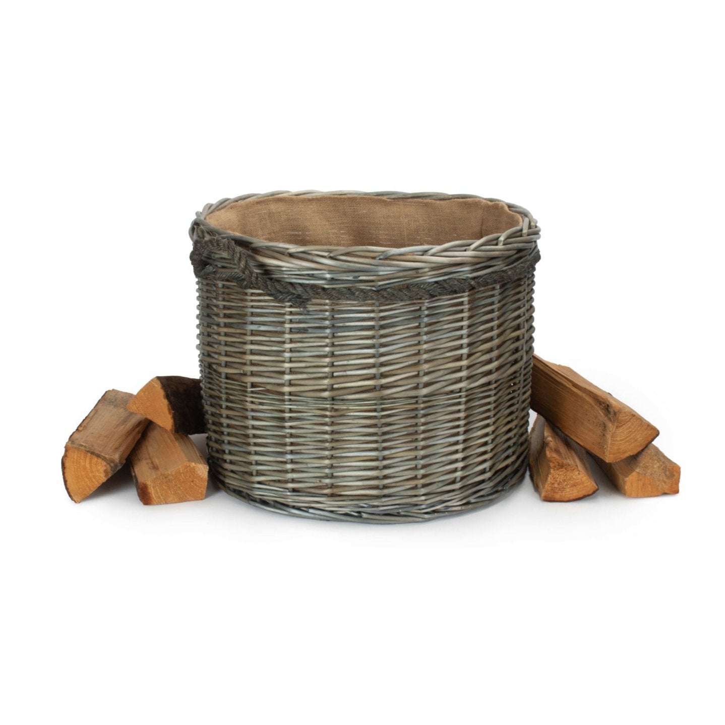 Antique Wash Willow Round Storage Basket Size 2 - Medium