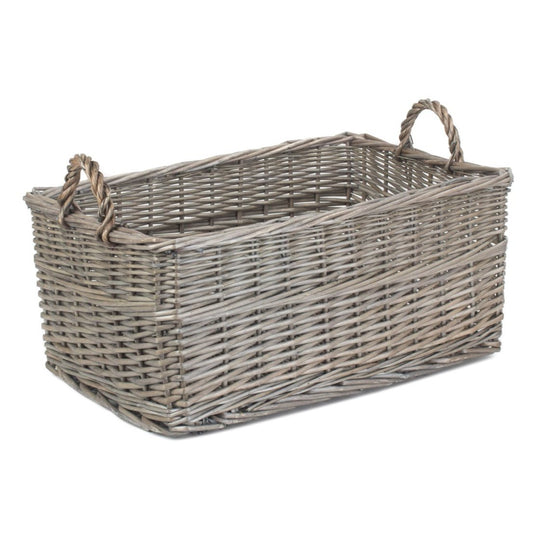 Medium Shallow Antique Wash Storage Basket