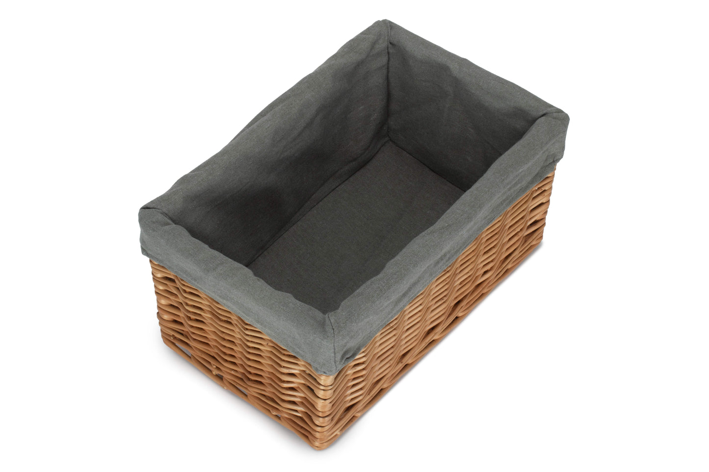 Medium Double Steamed Willow Storage Basket with Grey Sage Lining