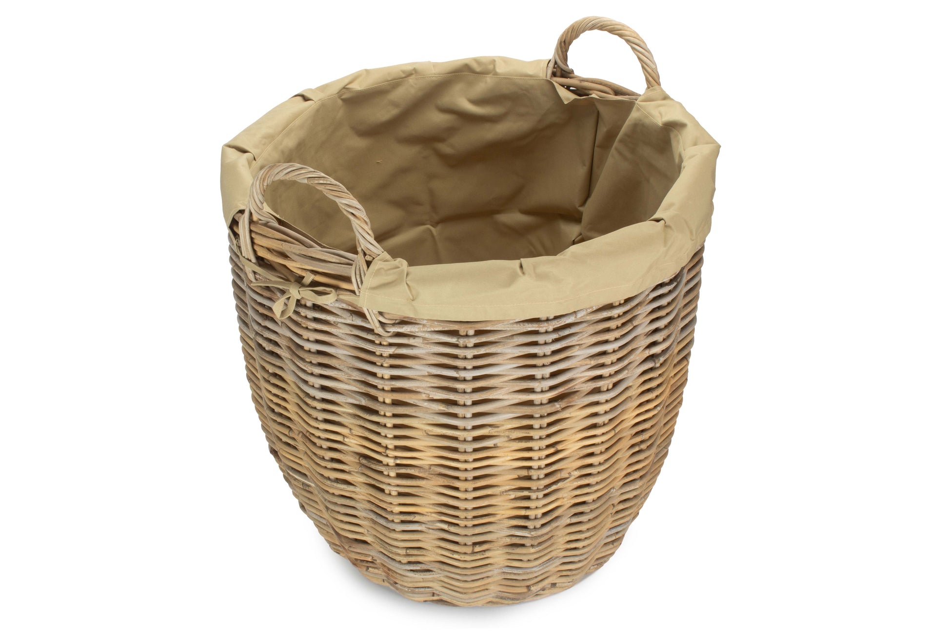 Tall Round Kubu Rattan Log Basket with Cordura Lining - Large