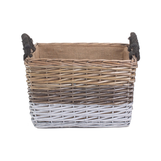 Large Rectangular Triple Tone Chunky Storage Basket With Lining