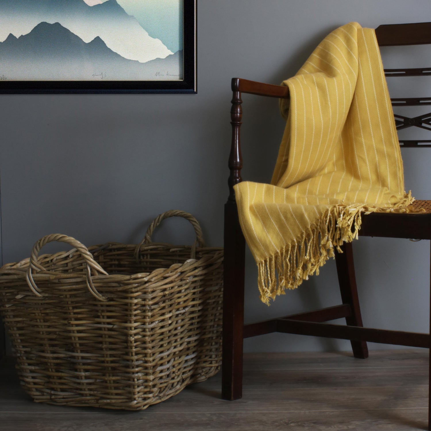 Large Rectangular Grey Rattan Floor Storage