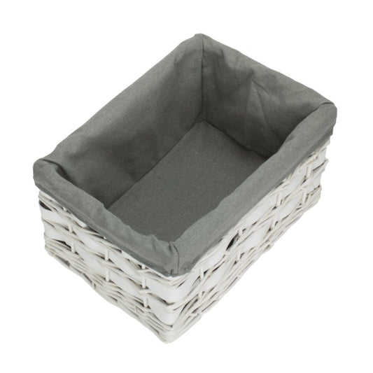 Medium White Scandi Storage Basket with Grey Sage Lining