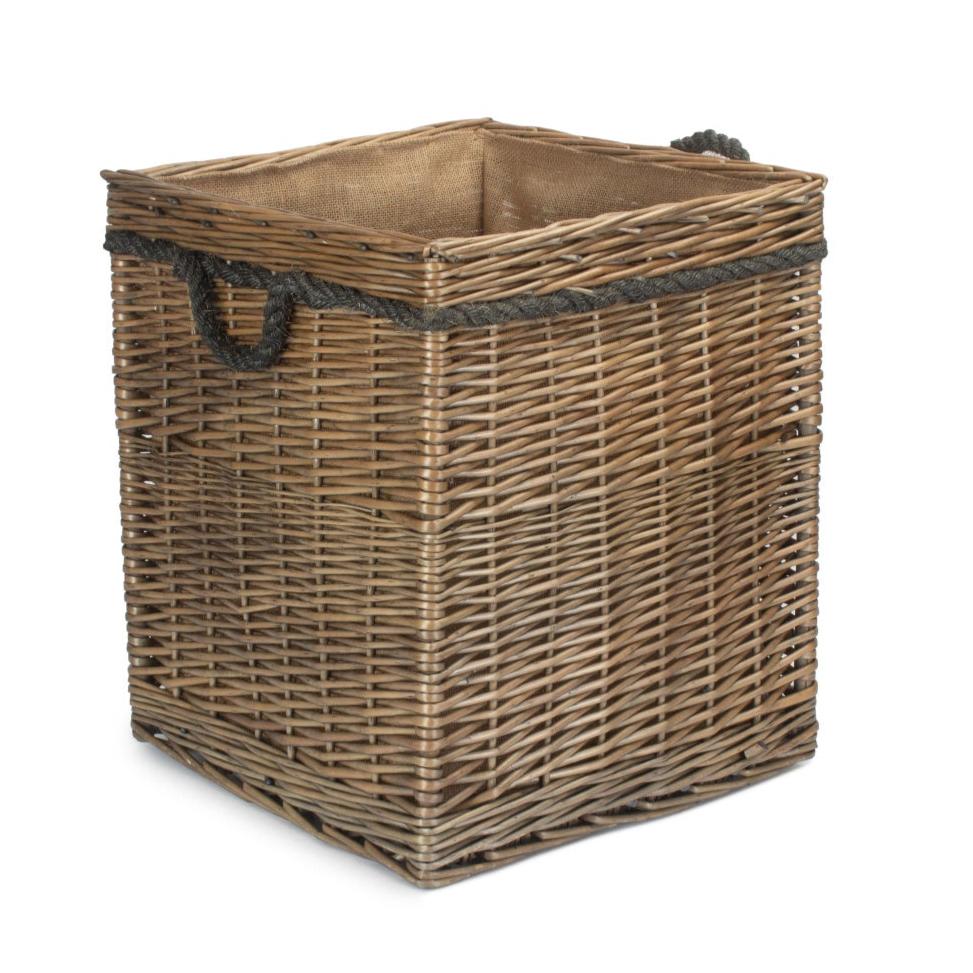 Antique Wash Willow Square Storage Basket Size 2 - Medium