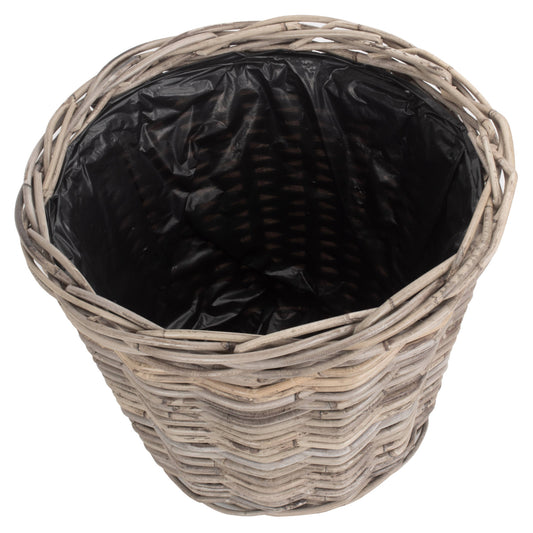 Large Tapered Rattan Round Planter With Plastic Lining