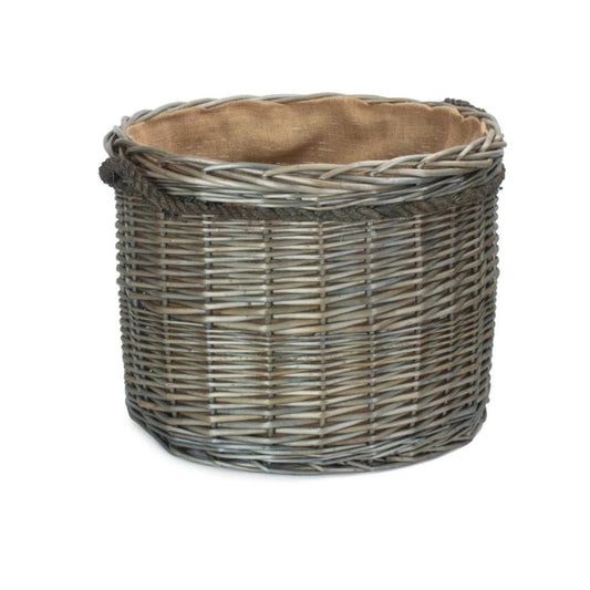 Antique Wash Willow Round Storage Basket Size 2 - Medium