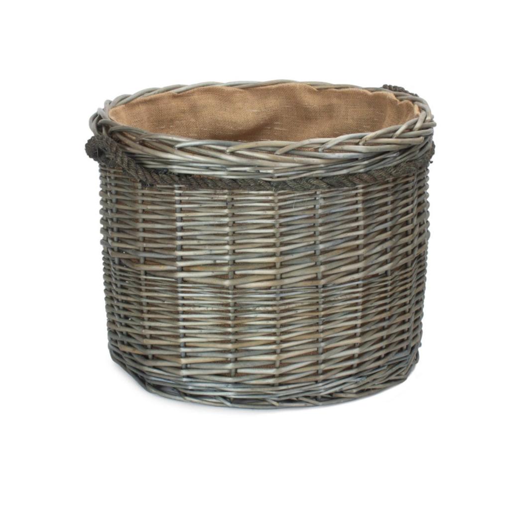 Antique Wash Willow Round Storage Basket Size 2 - Medium
