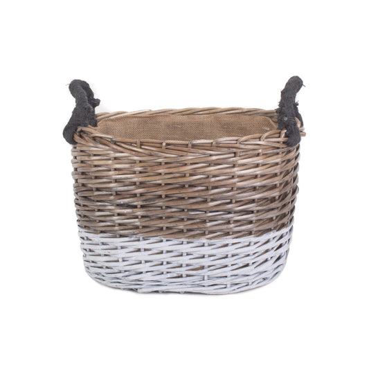 Large Oval Triple Tone Chunky Storage Basket With Lining
