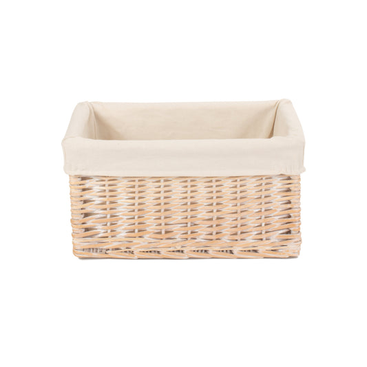 Medium White Wash Willow Storage Basket with White Lining