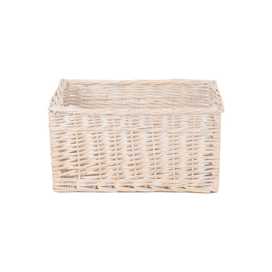 Medium White Wash Willow Storage Basket