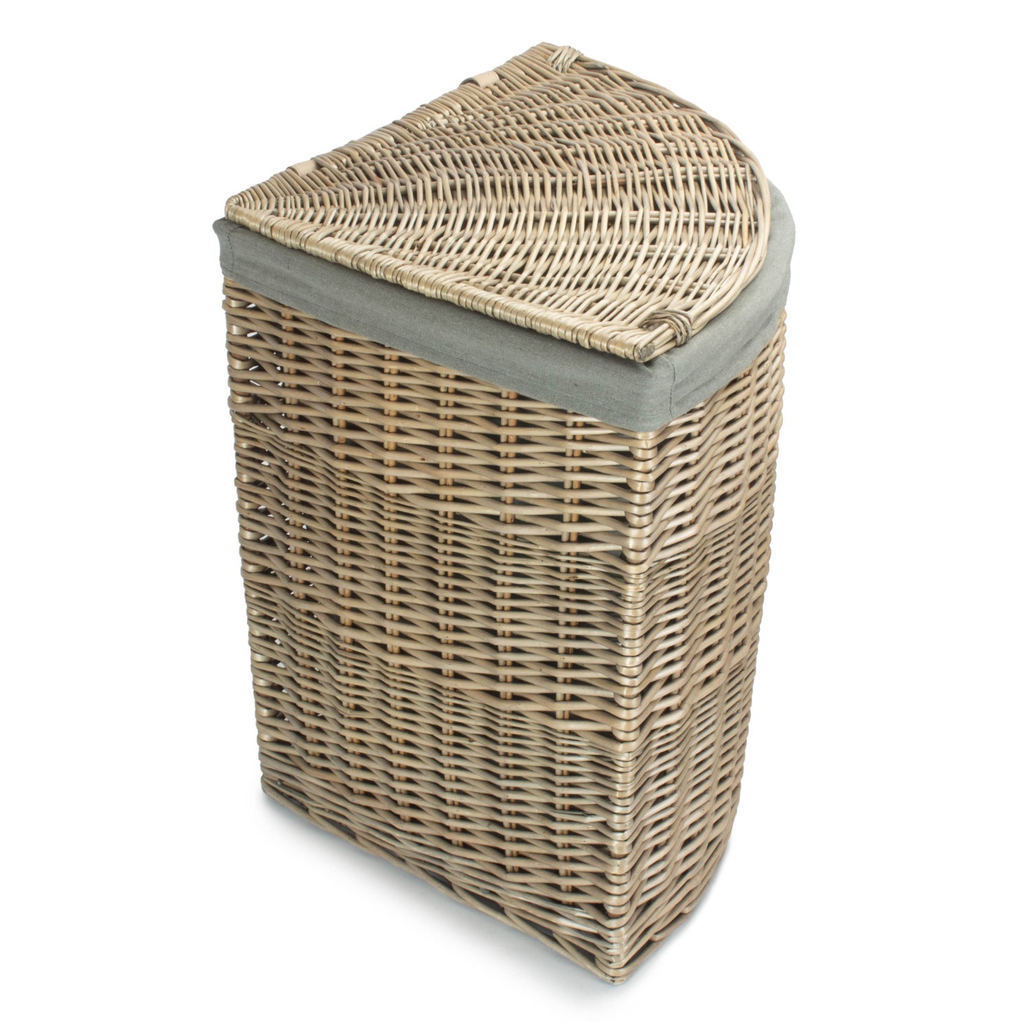 Antique Wash Willow Large Corner Linen Basket with Grey Sage Lining