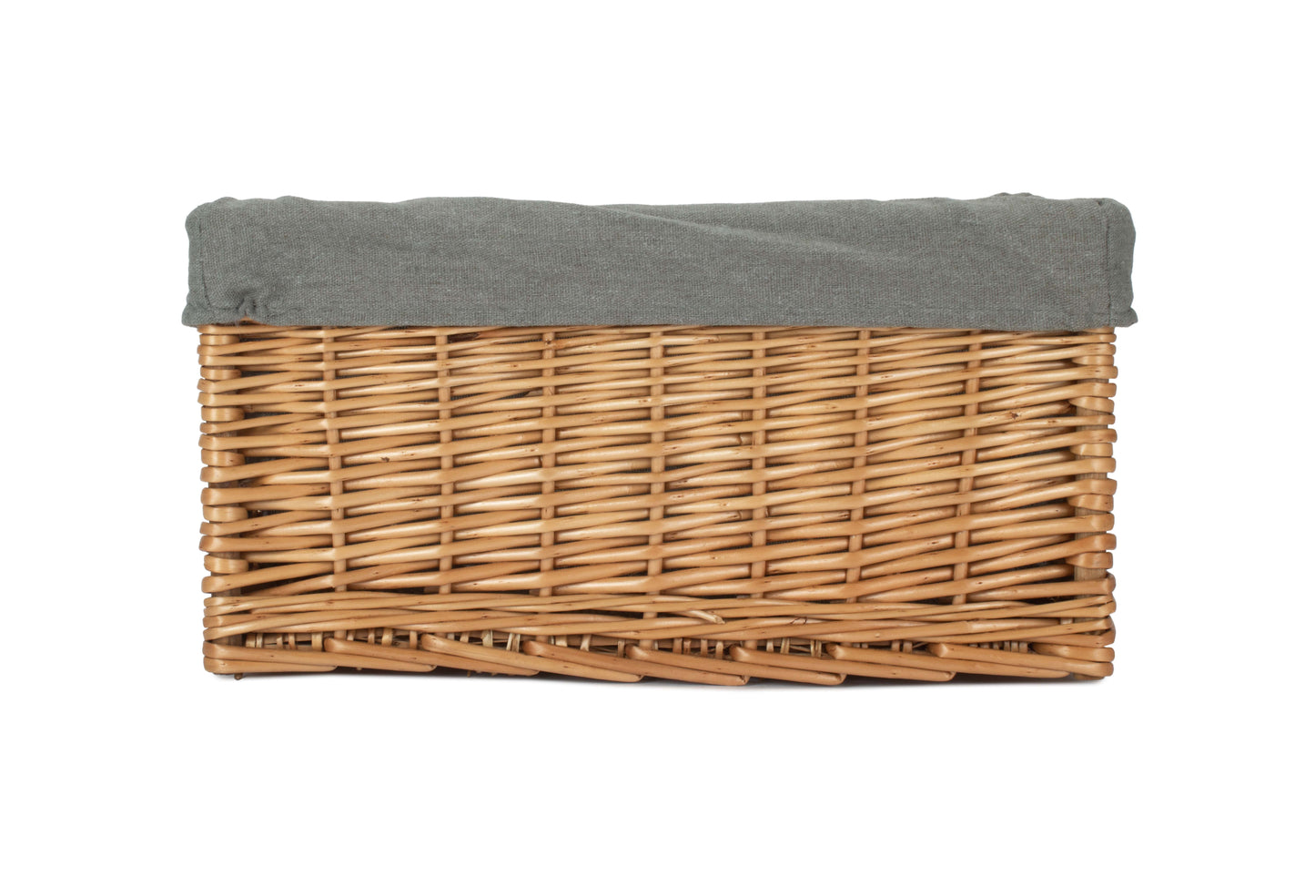 Medium Double Steamed Willow Storage Basket with Grey Sage Lining