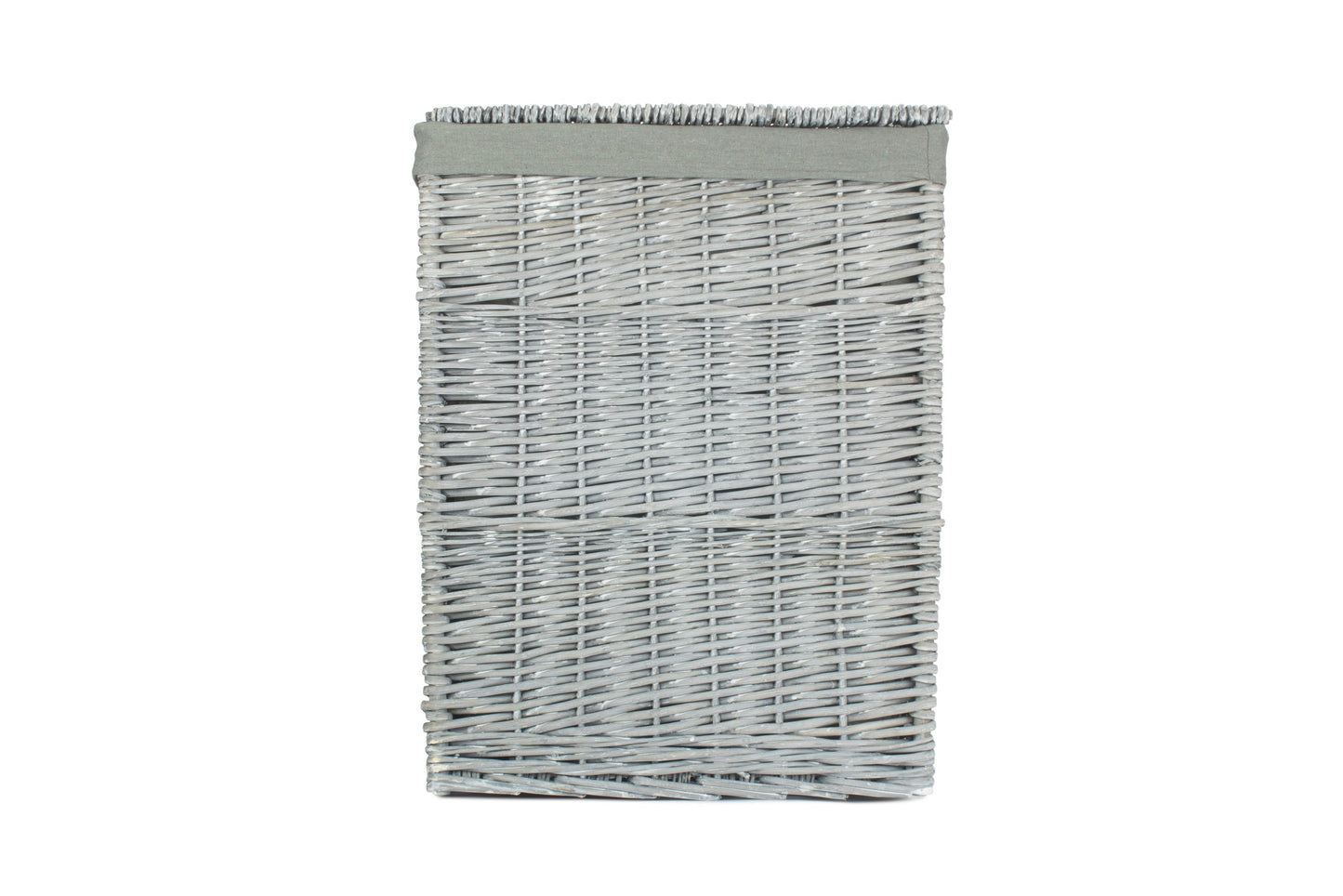 Grey Wash Willow Square Laundry Basket with Grey Sage Lining - Large