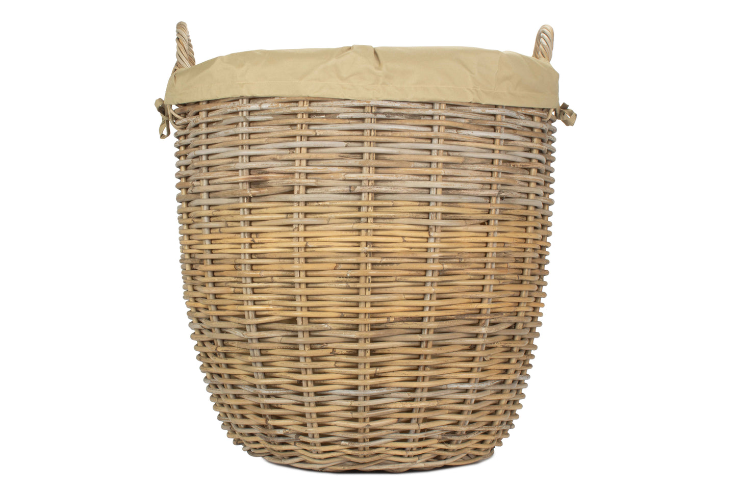 Tall Round Kubu Rattan Log Basket with Cordura Lining - Large