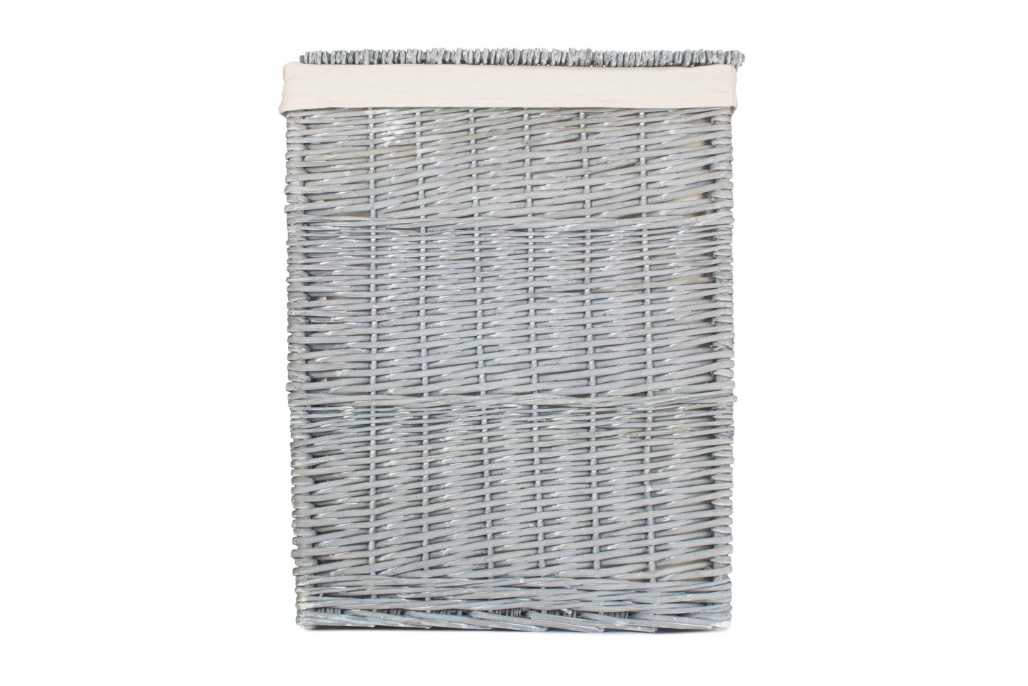 Grey Wash Willow Square Laundry Basket with White Lining - Large