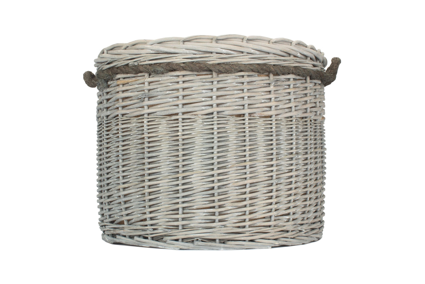 Grey Wash Willow Round Storage Basket Size 2 - Medium