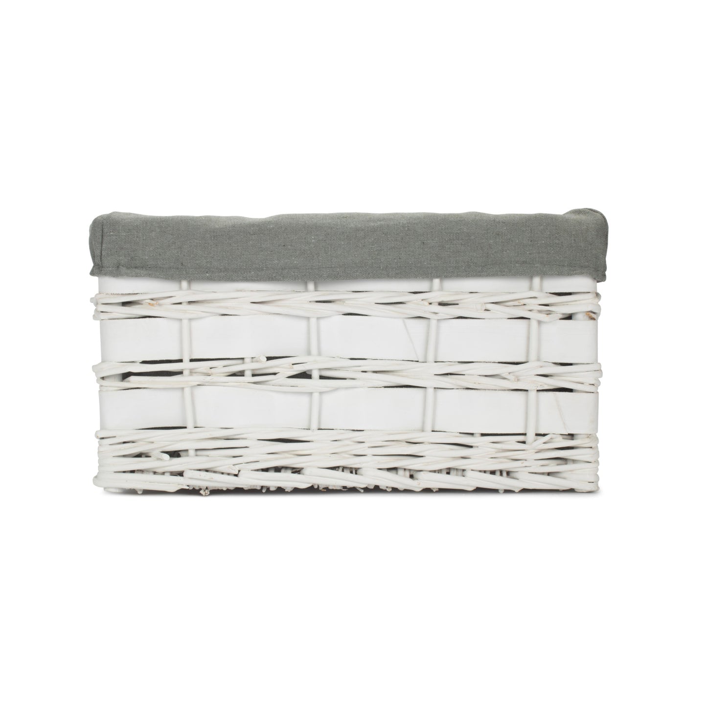 Medium White Scandi Storage Basket with Grey Sage Lining