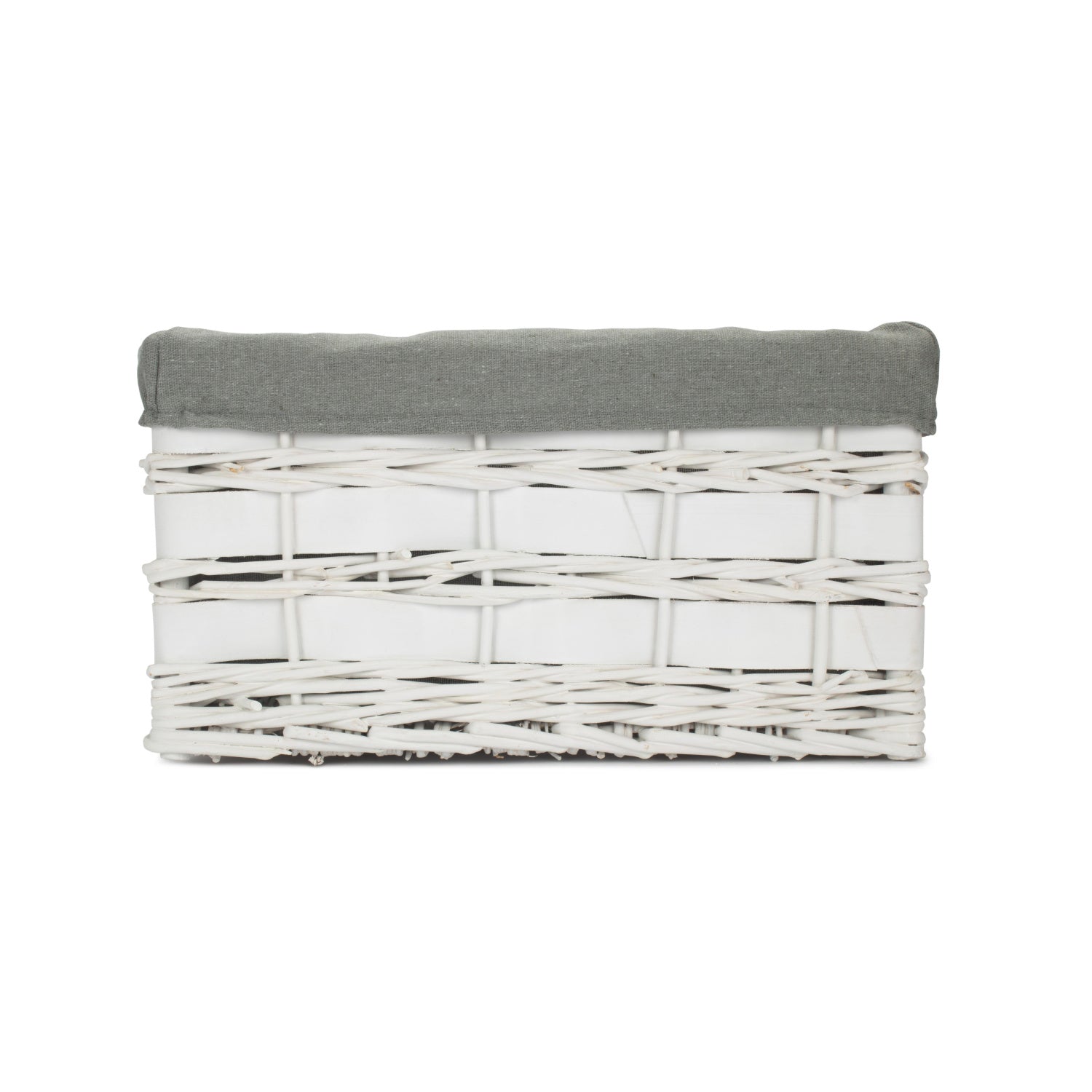 Medium White Scandi Storage Basket with Grey Sage Lining