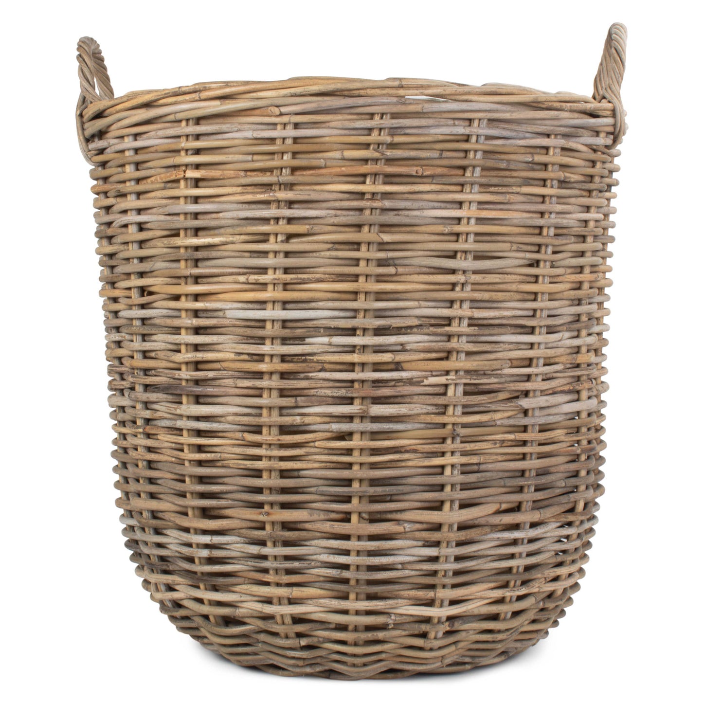 Large Cordura Lined Tall Round Fireside Rattan Log Basket