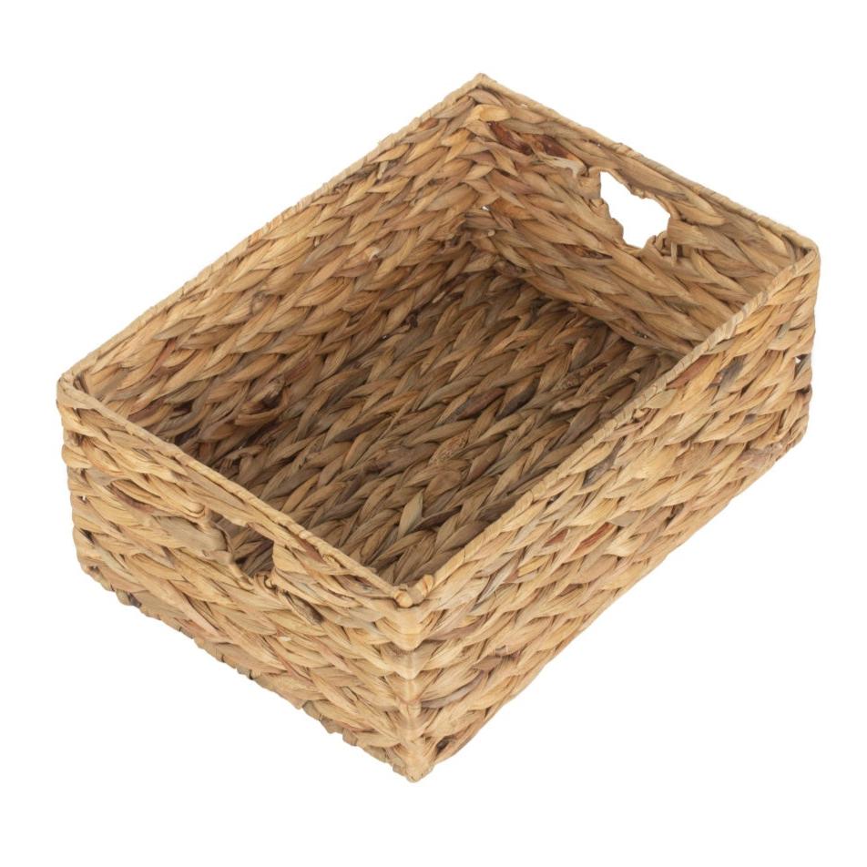 Small Water Hyacinth Storage Basket Size 2 with Heart Cut-Out Handles