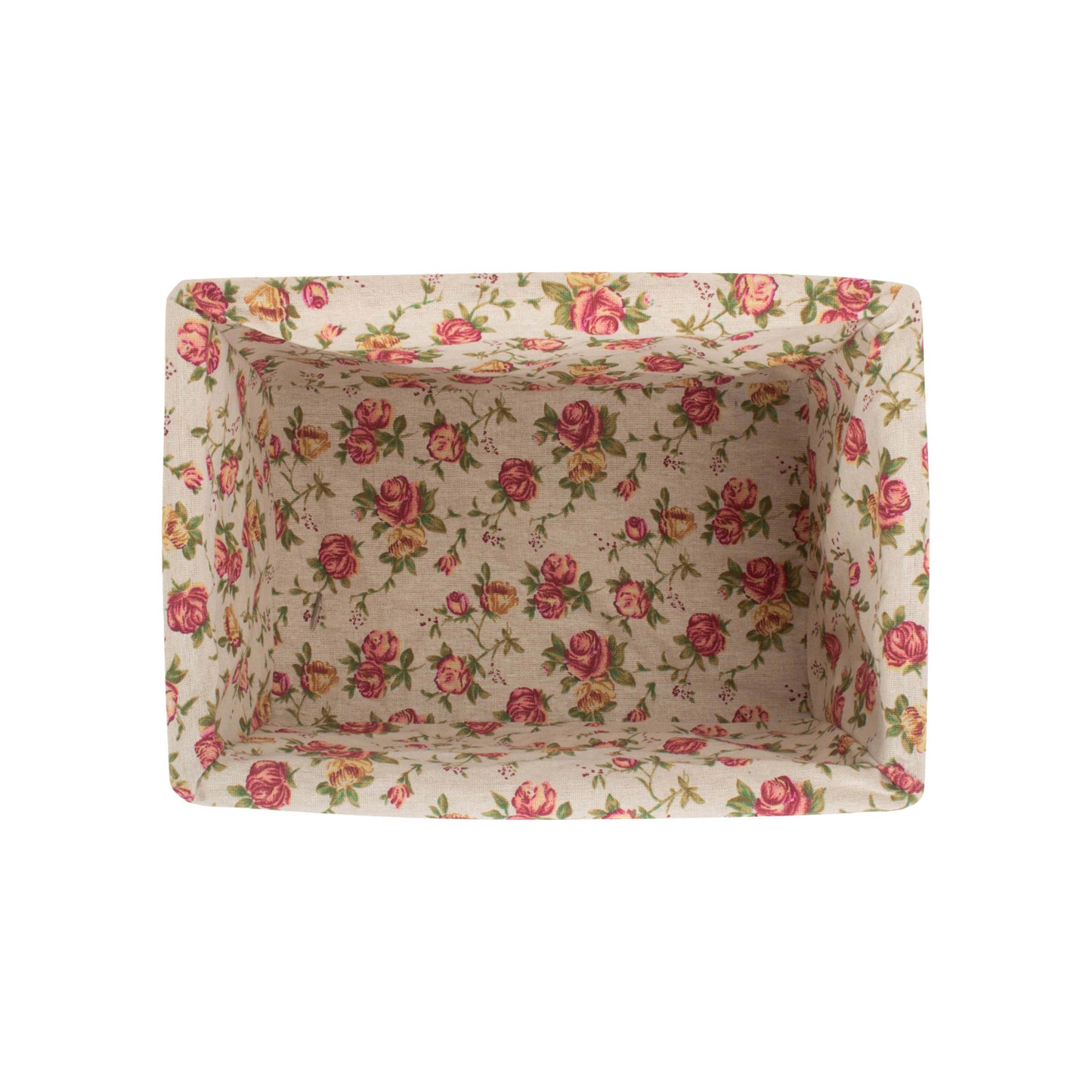 Medium White Wash Willow Storage Basket with Garden Rose Lining