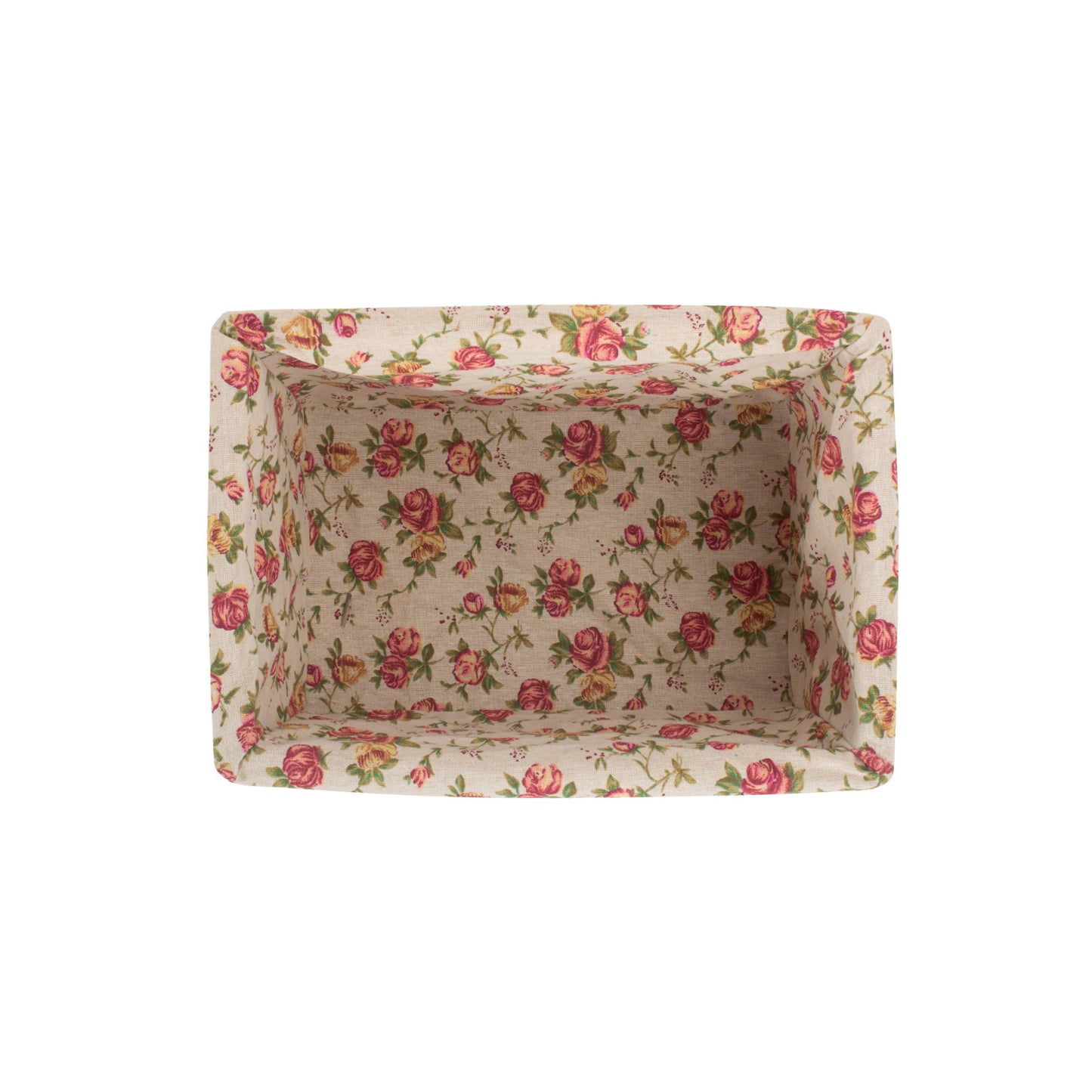 Medium Double Steamed Willow Storage Basket with Garden Rose Lining
