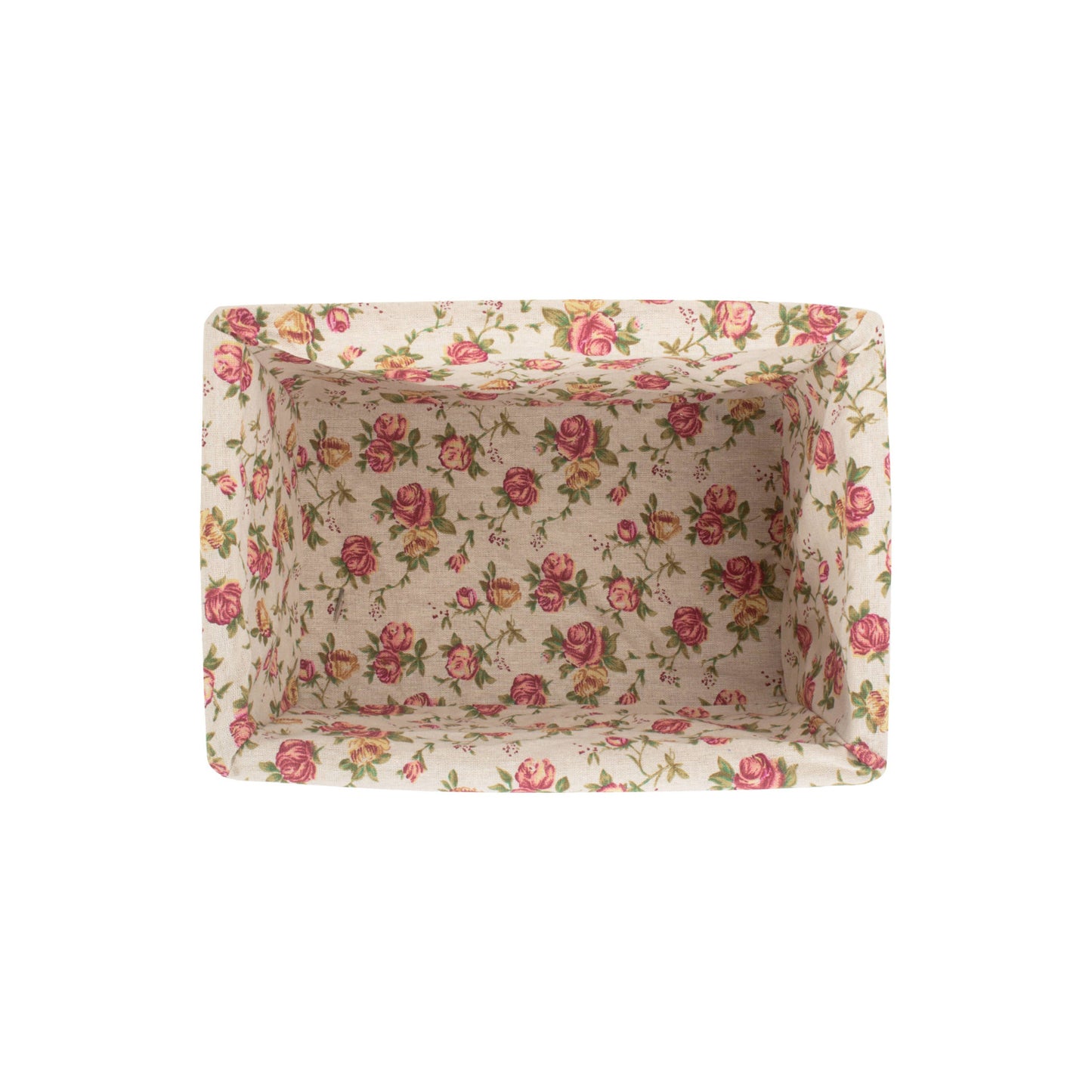 Medium Antique Wash Willow Storage Basket with Garden Rose Lining