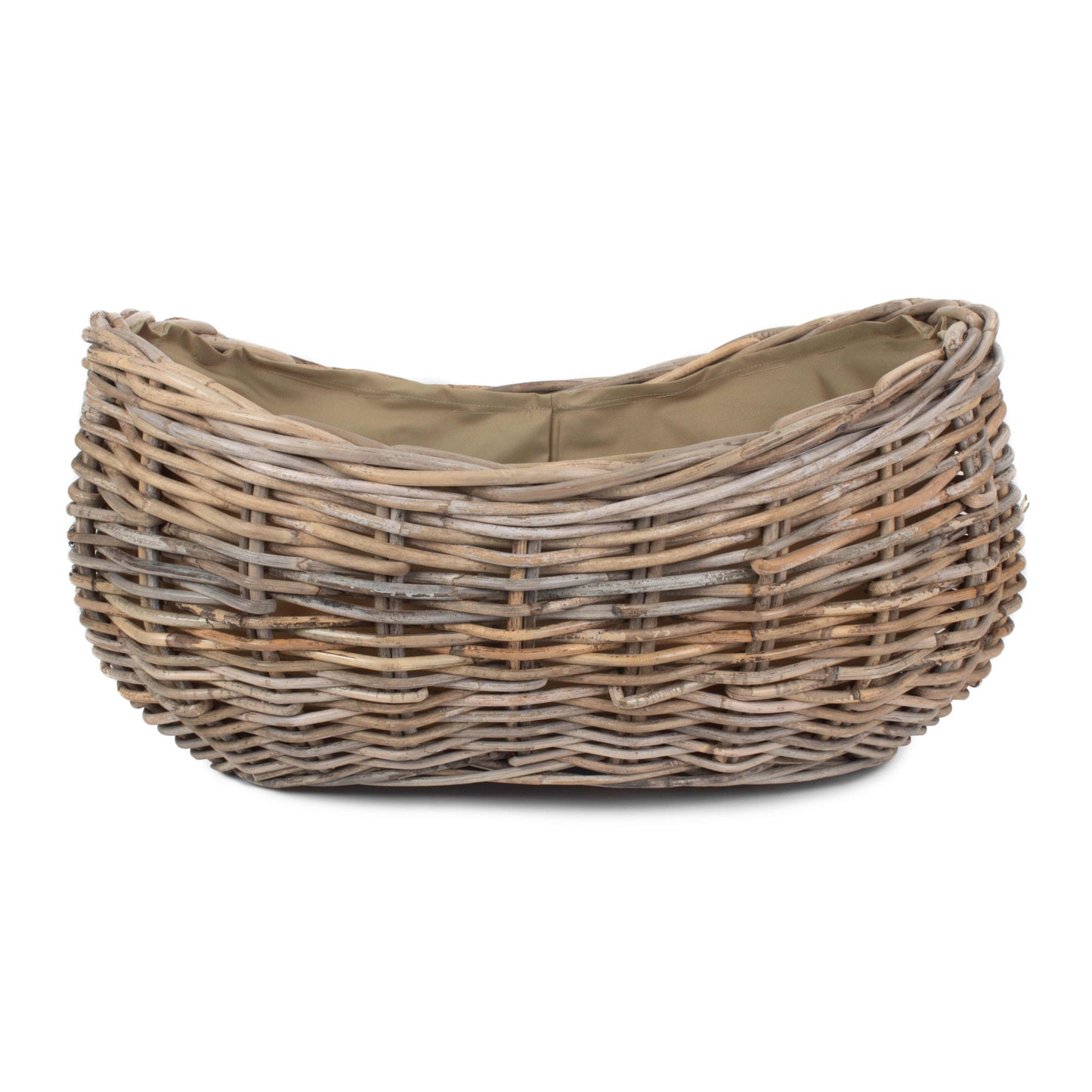 Large Boat Shaped Rattan Log Basket With Cordura Lining
