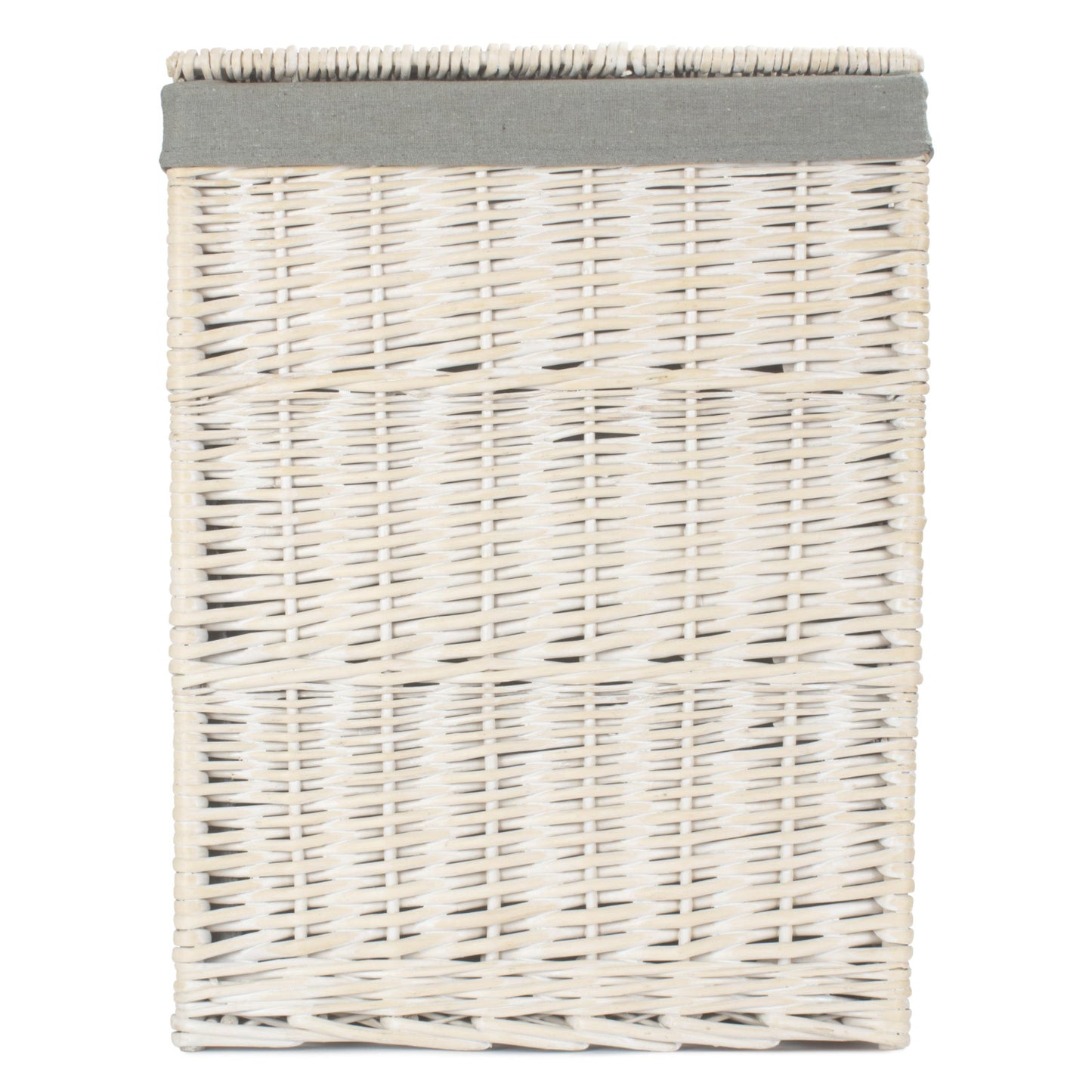Square White Wash Laundry Hamper with Grey Sage Lining - Large