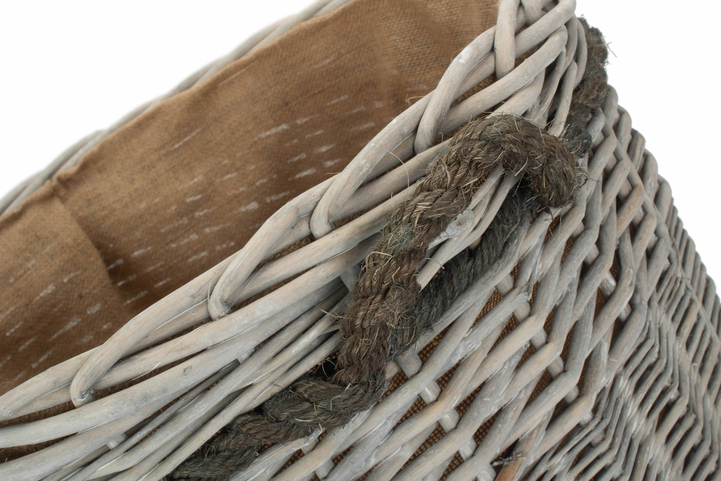 Grey Wash Willow Round Storage Basket Size 2 - Medium