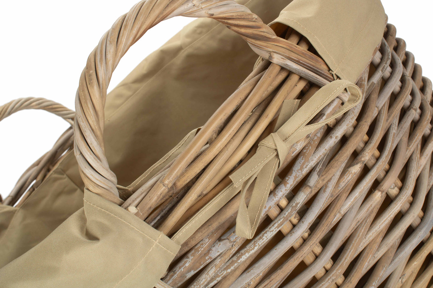 Tall Round Kubu Rattan Log Basket with Cordura Lining - Large