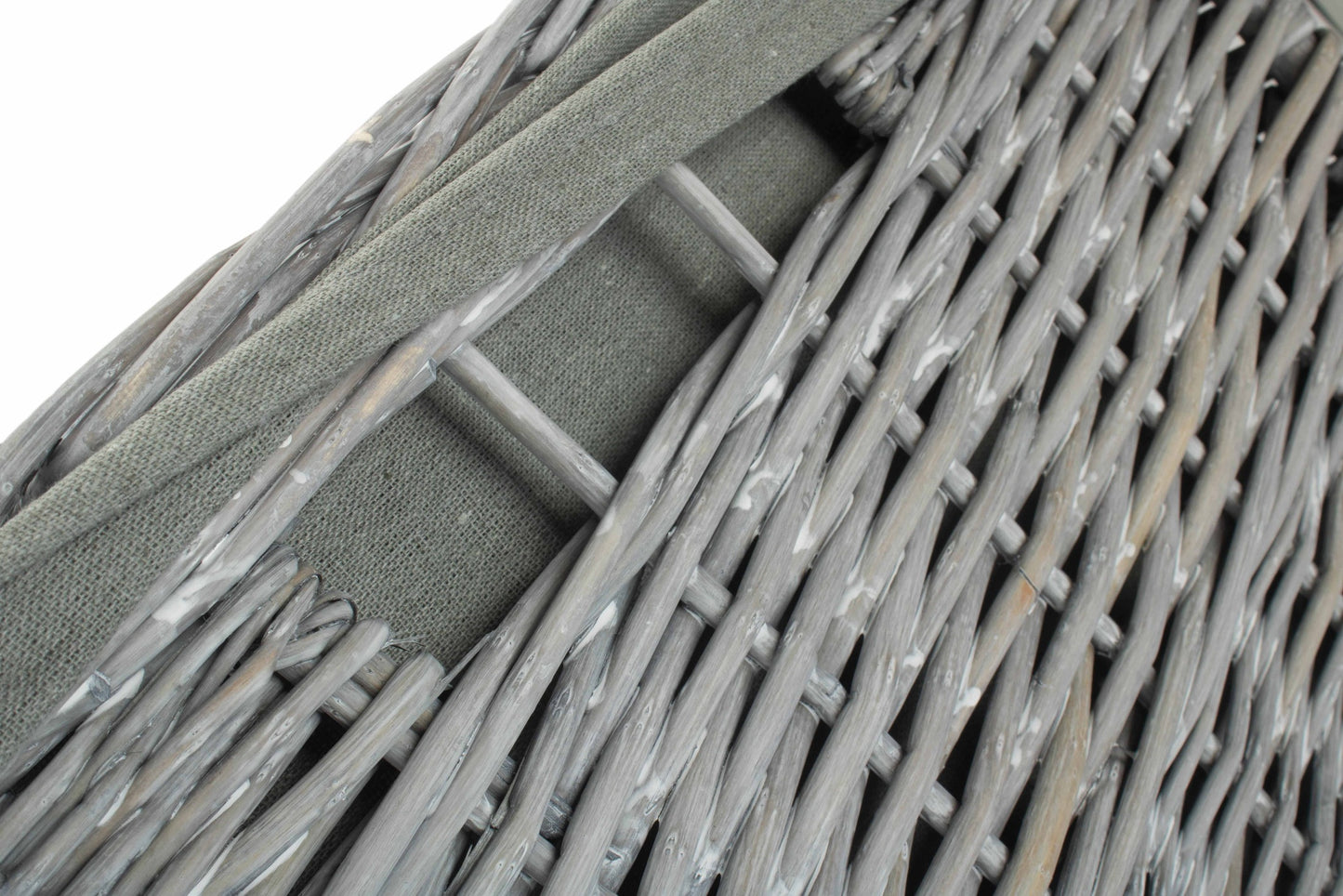 Grey Wash Willow Square Laundry Basket with Grey Sage Lining - Large