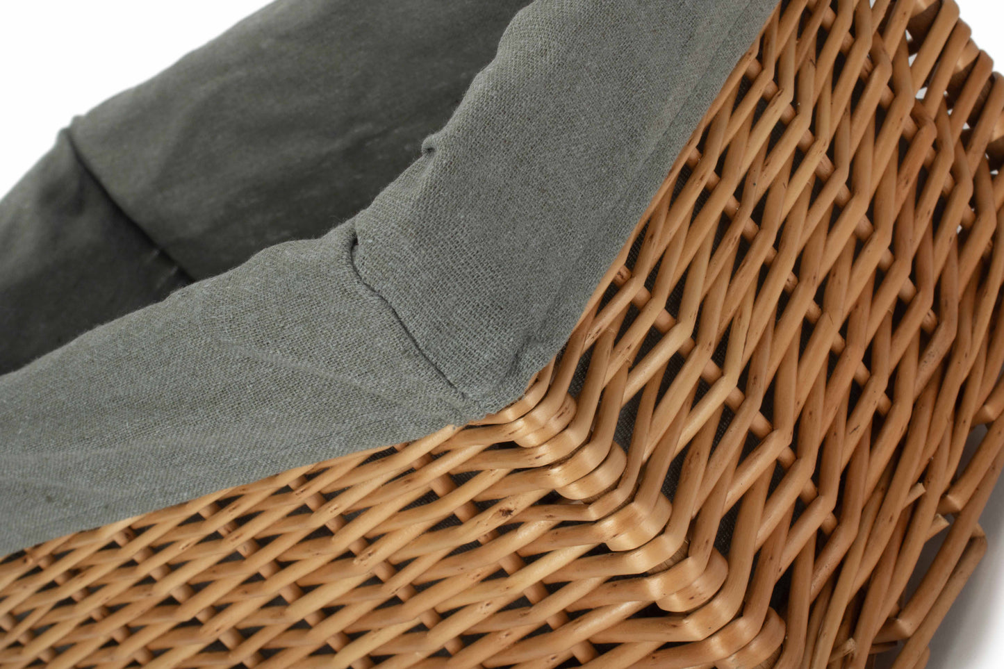 Medium Double Steamed Willow Storage Basket with Grey Sage Lining