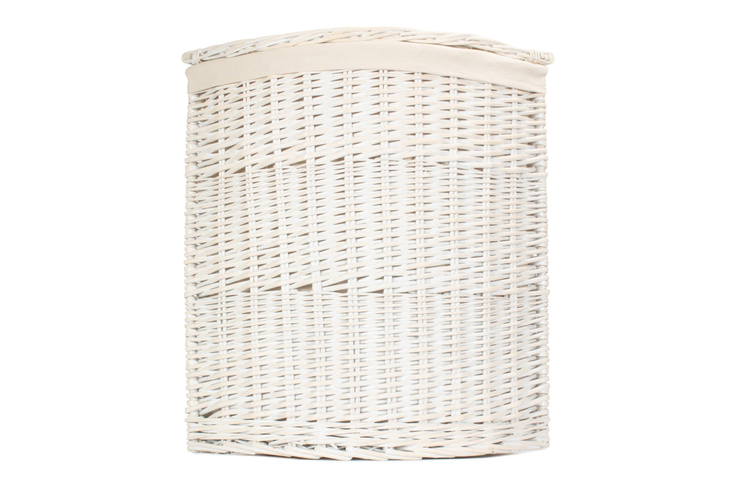White Wash Willow Corner Laundry Hamper with White Lining - Large