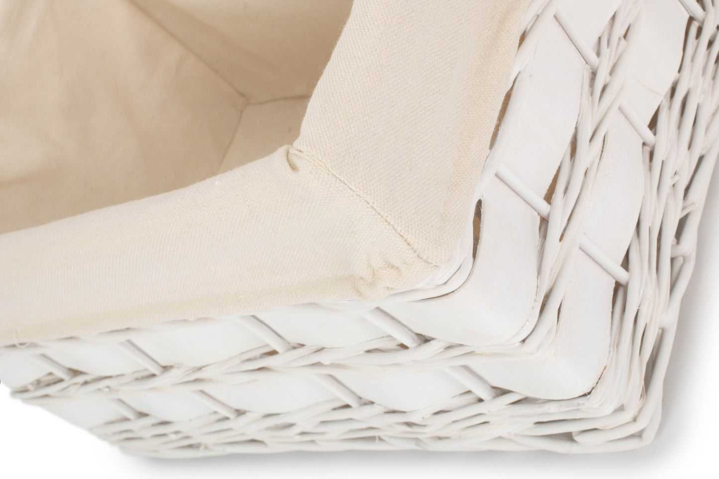 Medium White Scandi Storage Basket with White Lining