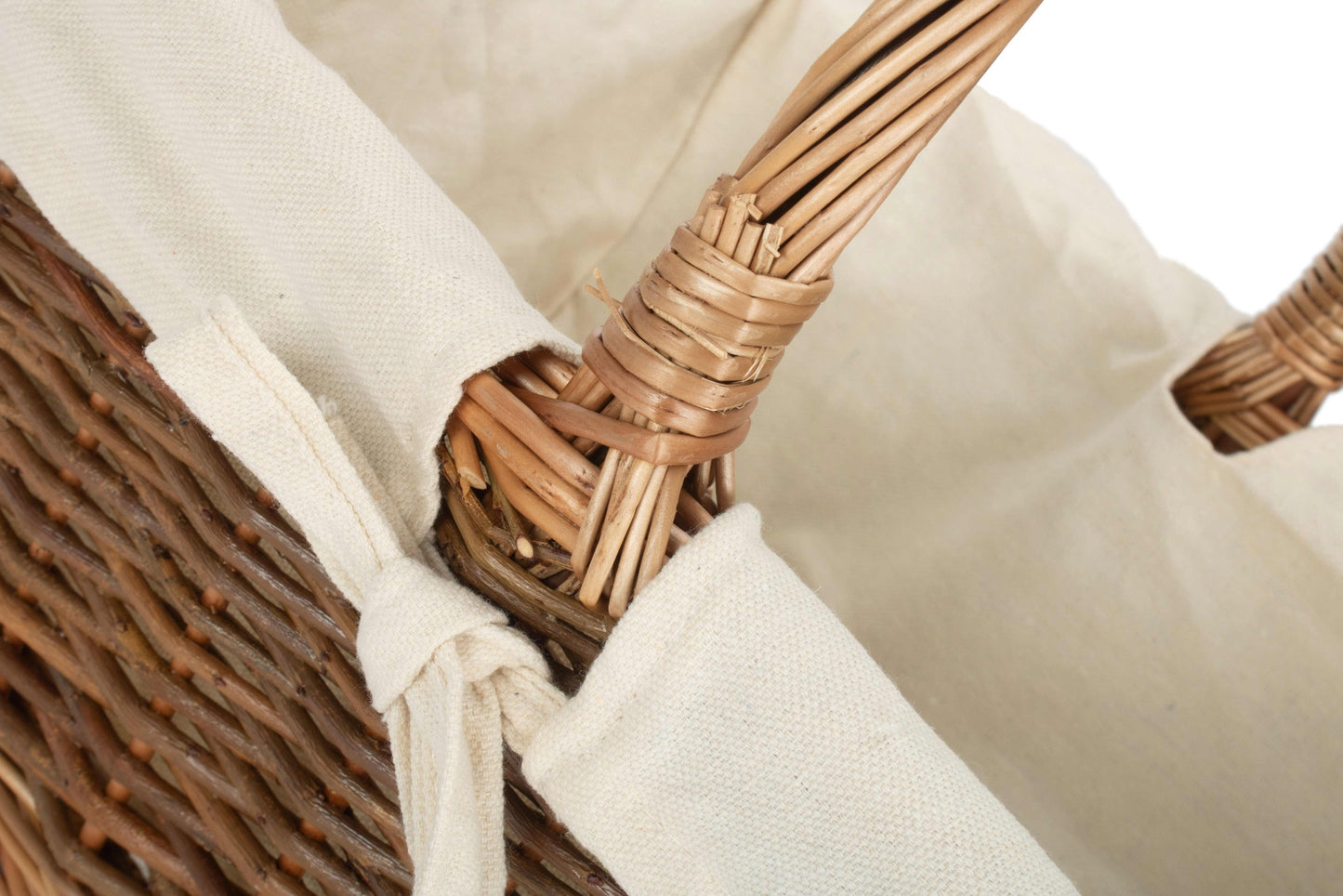 Rectangular Unpeeled Willow Shopper Basket with White Lining - Size 2 Medium