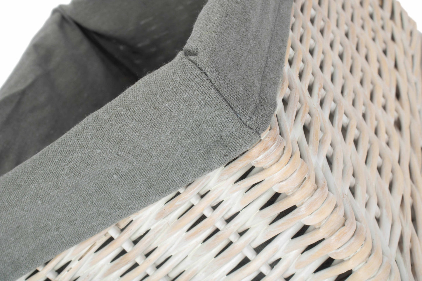 Medium White Wash Willow Storage Basket with Grey Sage Lining