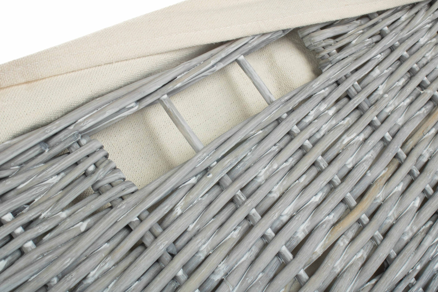 Grey Wash Willow Square Laundry Basket with White Lining - Large