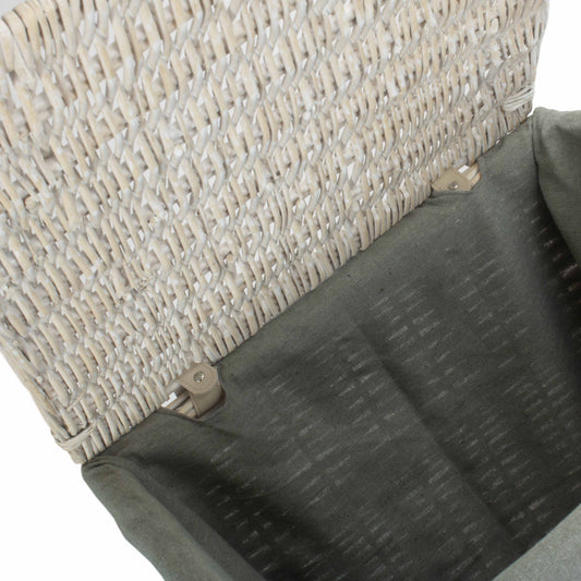 Square White Wash Laundry Hamper with Grey Sage Lining - Large