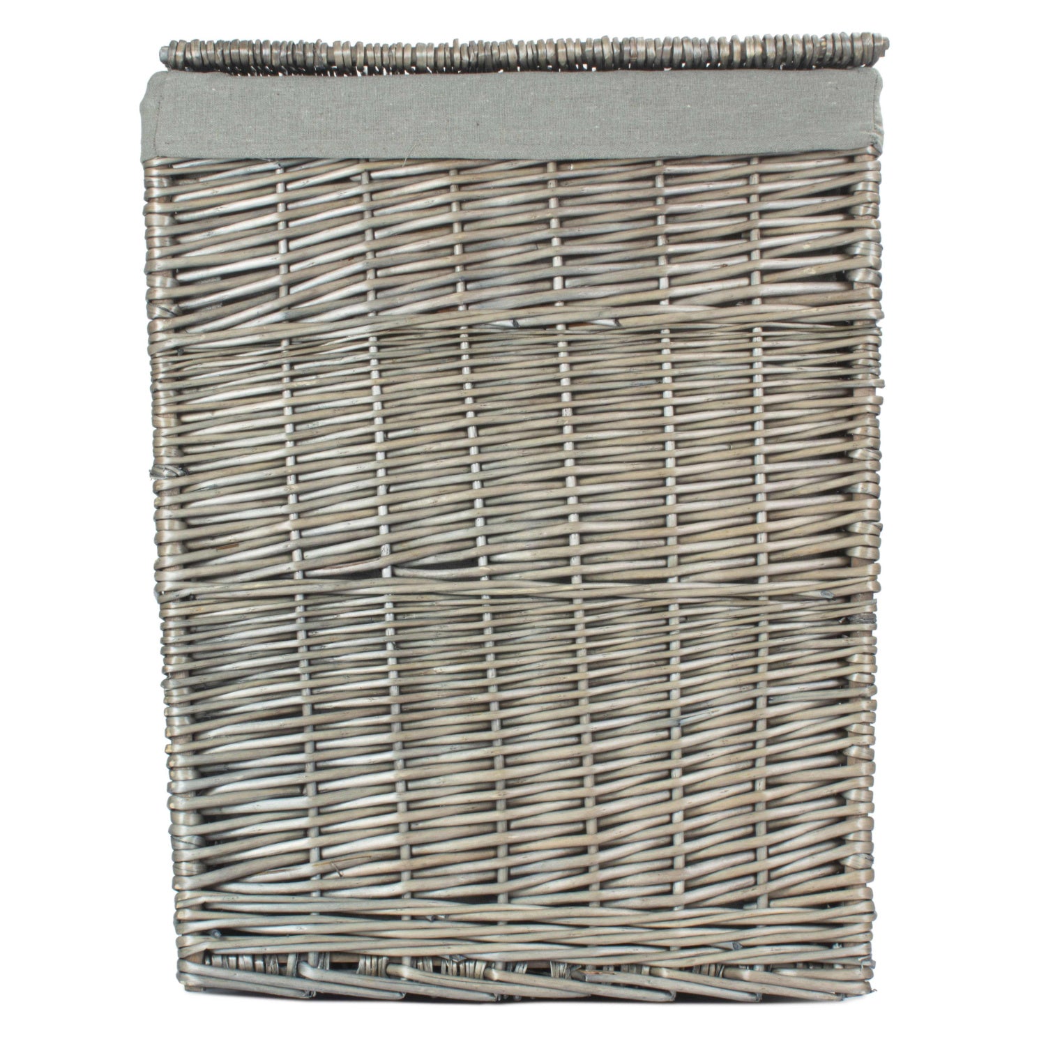 Antique Wash Willow Large Square Laundry Basket with Grey Sage Lining