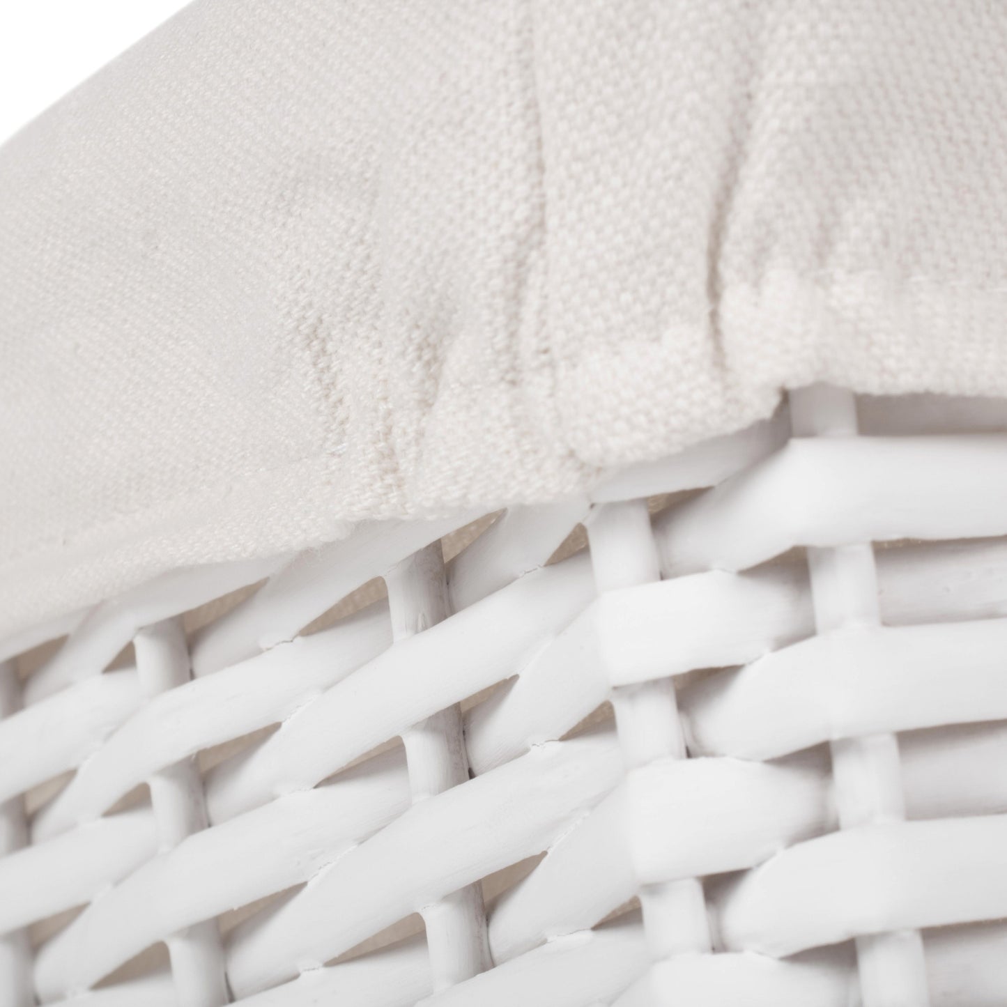 Medium White Wicker Storage Basket with White Lining