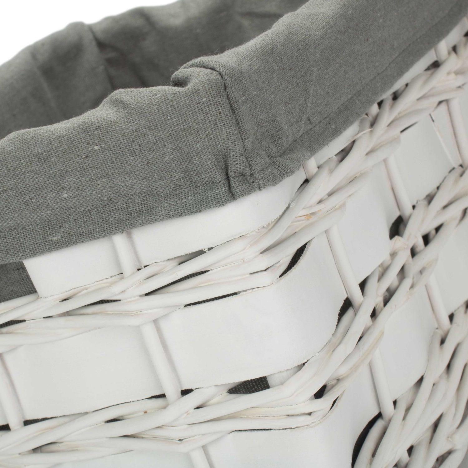 Medium White Scandi Storage Basket with Grey Sage Lining